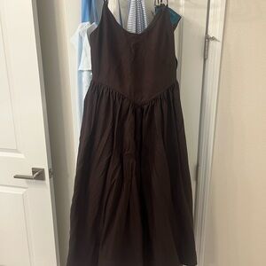 Elegant Brown Drop Waist dress Midi